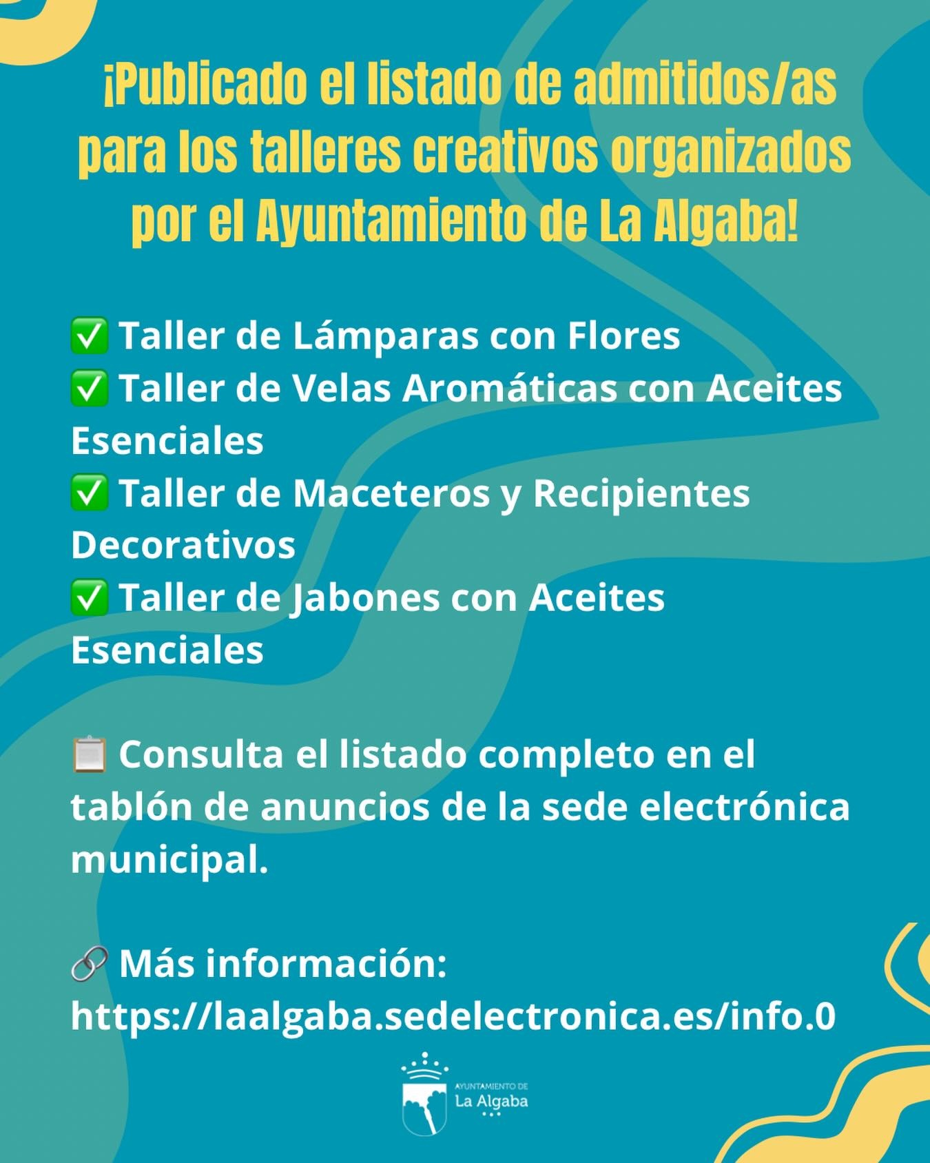 Listado de admitidos para taalleres creativos